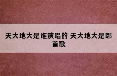 天大地大是谁演唱的 天大地大是哪首歌